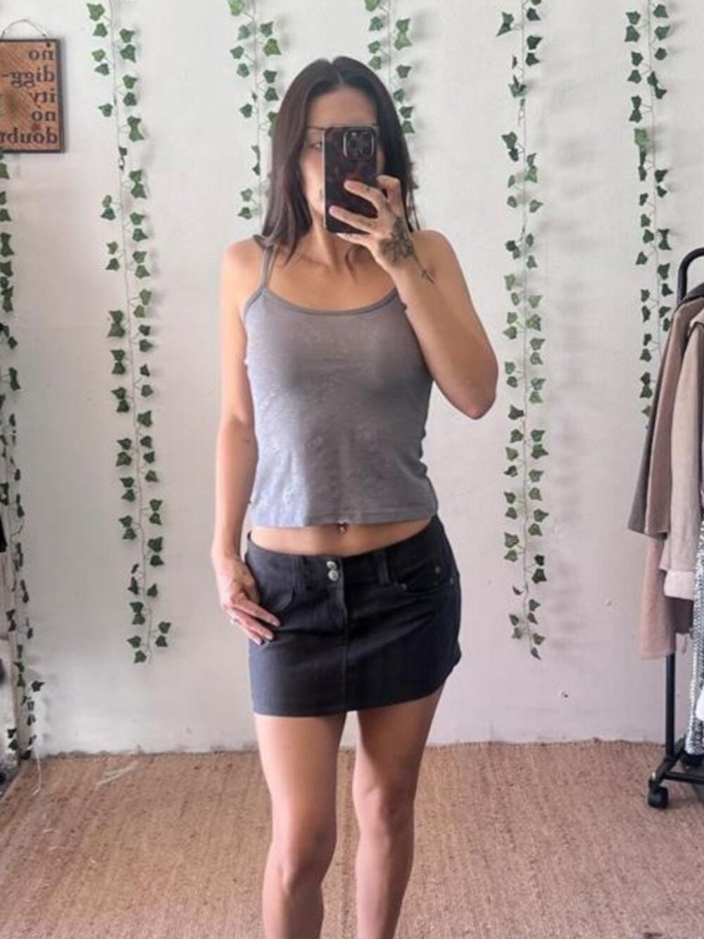 Vintage Y2K Express sheer grey and gold flake tank top size medium